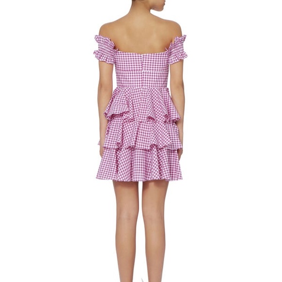 Caroline Constas Helena Gingham plaid off the shoulder dress - Picture 4 of 5